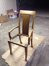 Chair with second coat of of oil based polyurethane.
